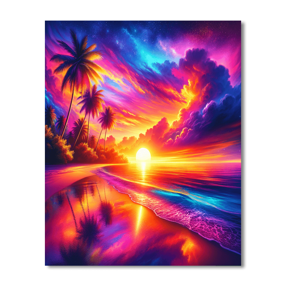 Stunning Tropical Sunset - DIY Painting By Numbers Kit