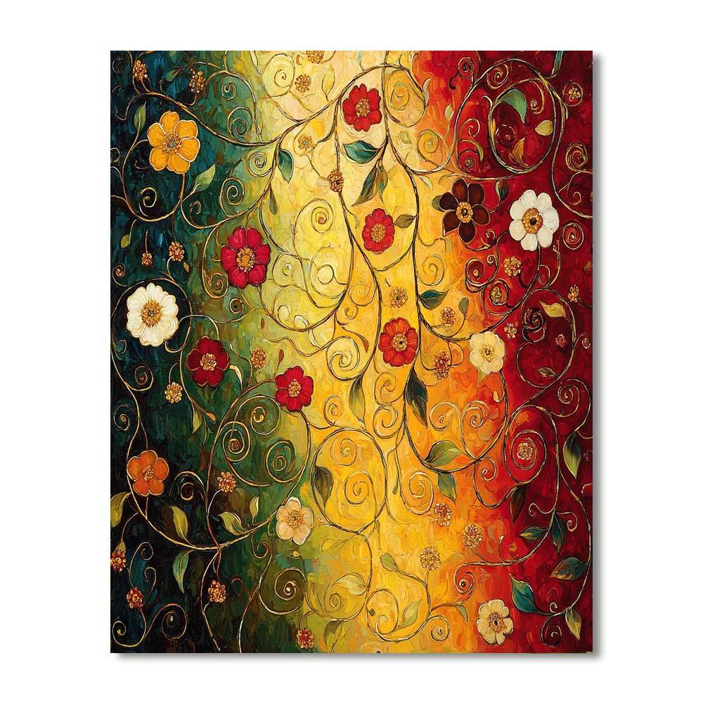 Gustav Klimt Inspired Whirling Garden  Paint By Color