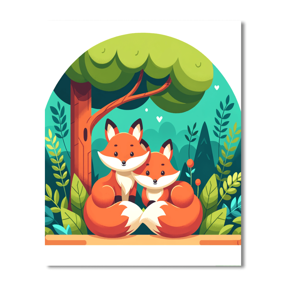 Cozy Forest Foxes Paint By Color