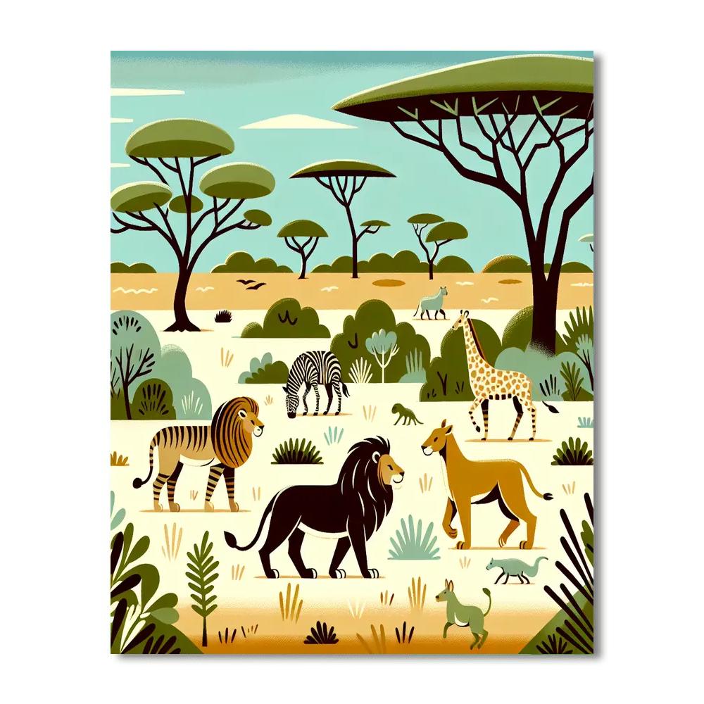 Safari Adventure Scene DIY Paint By Numbers
