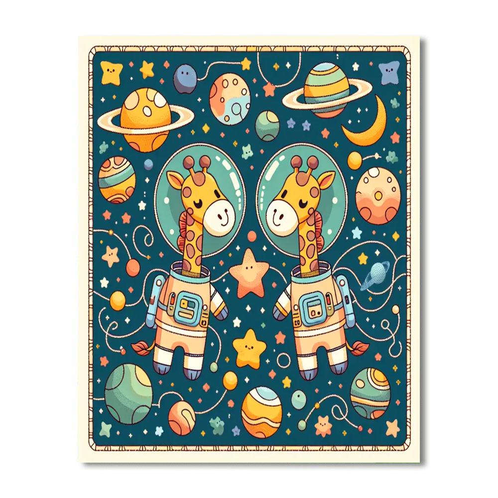 Galactic Giraffes Painting Number Kit