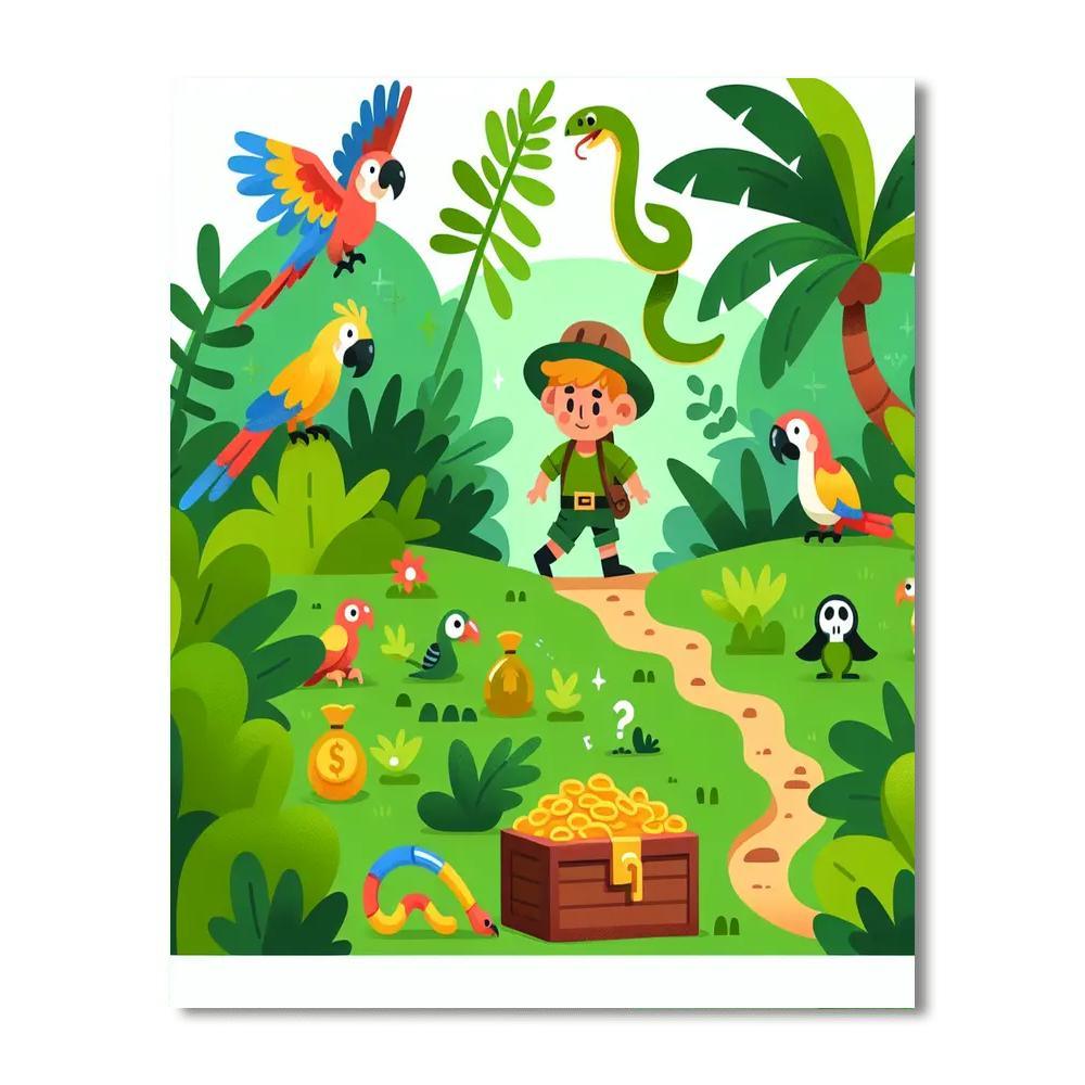Treasure Hunter's Jungle Adventure Painting Number Kit