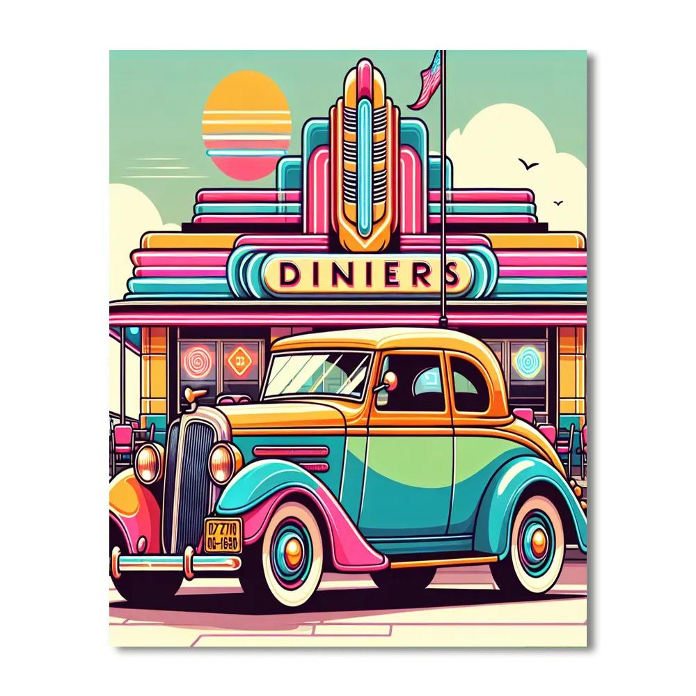 Retro Adventure Ride Number Painting