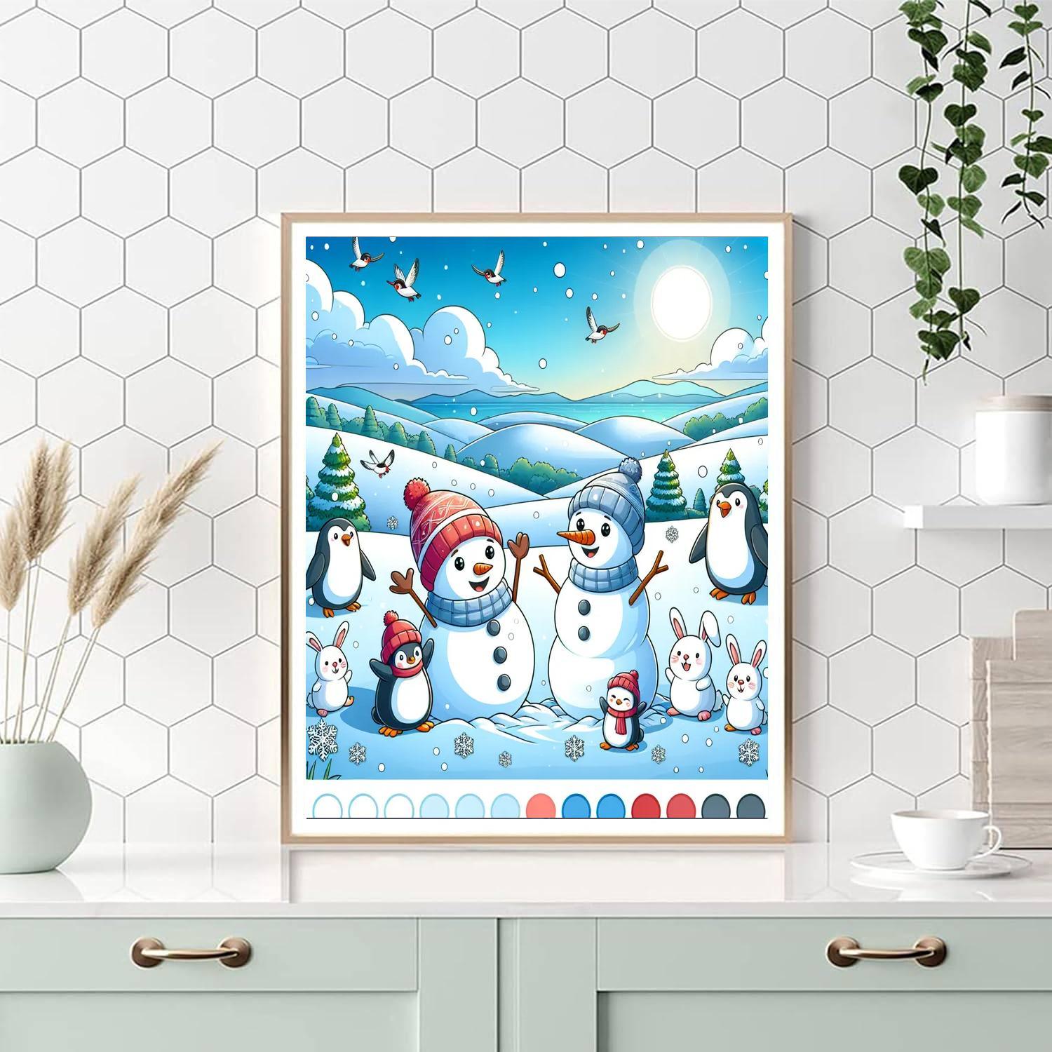 Sunny Snowman Fun Painting Number Kit