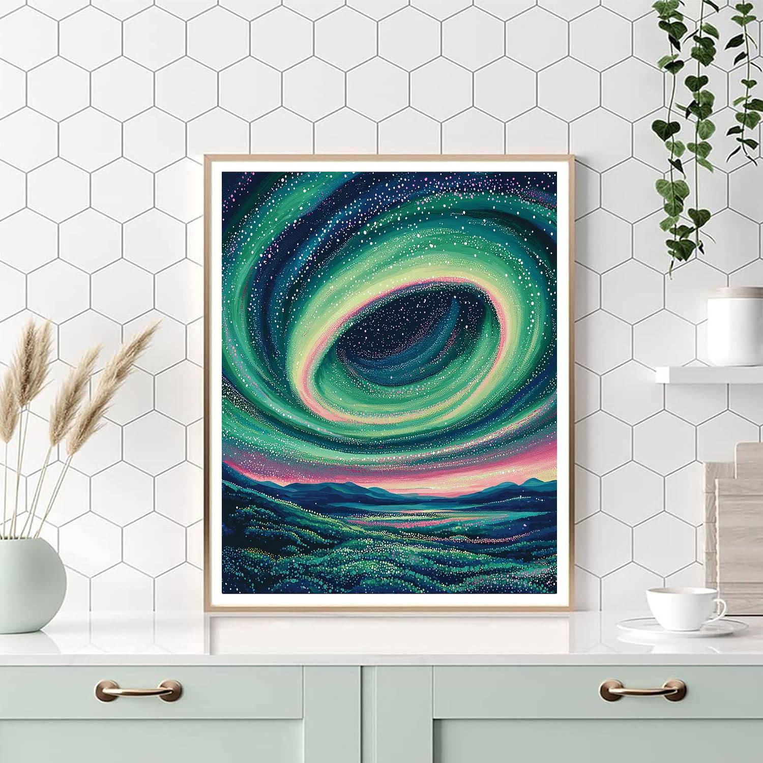 Georges Seurat Inspired Cosmic Aurora Harmony  DIY Paint By Numbers