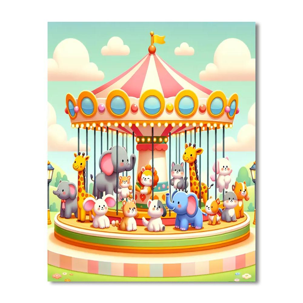Cuddly Critter Carousel Paint By Color