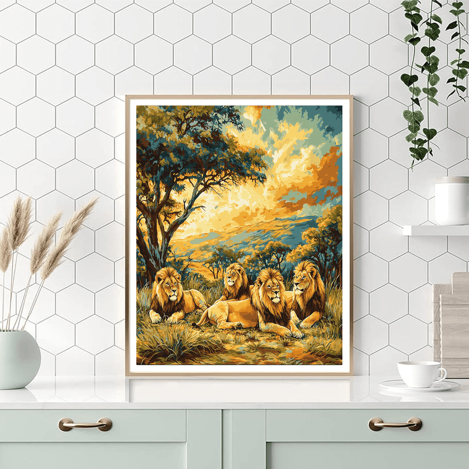 John James Audubon Inspired Majestic Lions In The Wild  Paint By Numbers Art