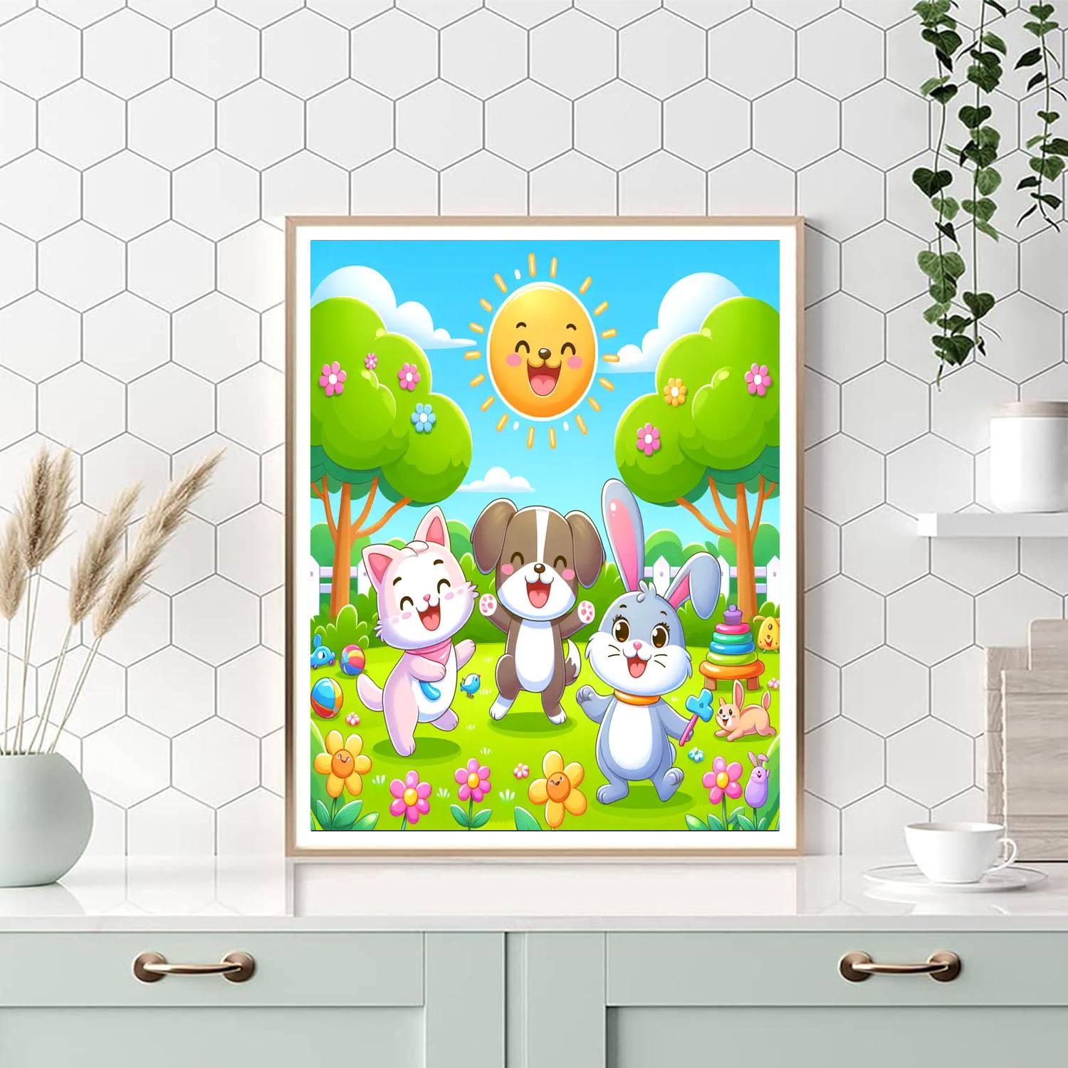 Cheerful Pet Adventure Painting Number Kit