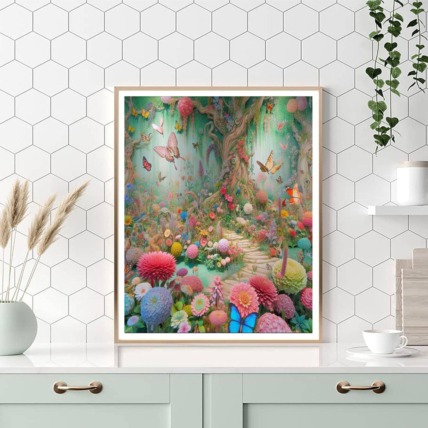 Blooming Butterfly Sanctuary Painting By Numbers Kit