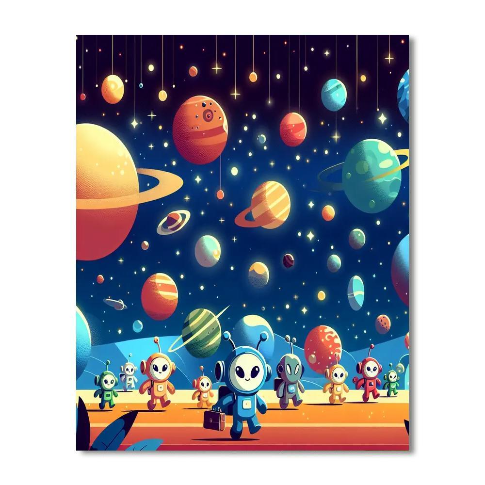 Alien Galaxy Exploration Paint By Numbers Art