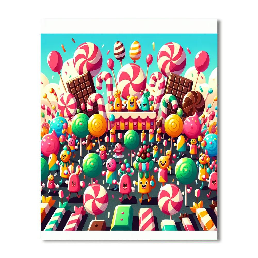 Candyland Parade Painting Number Kit