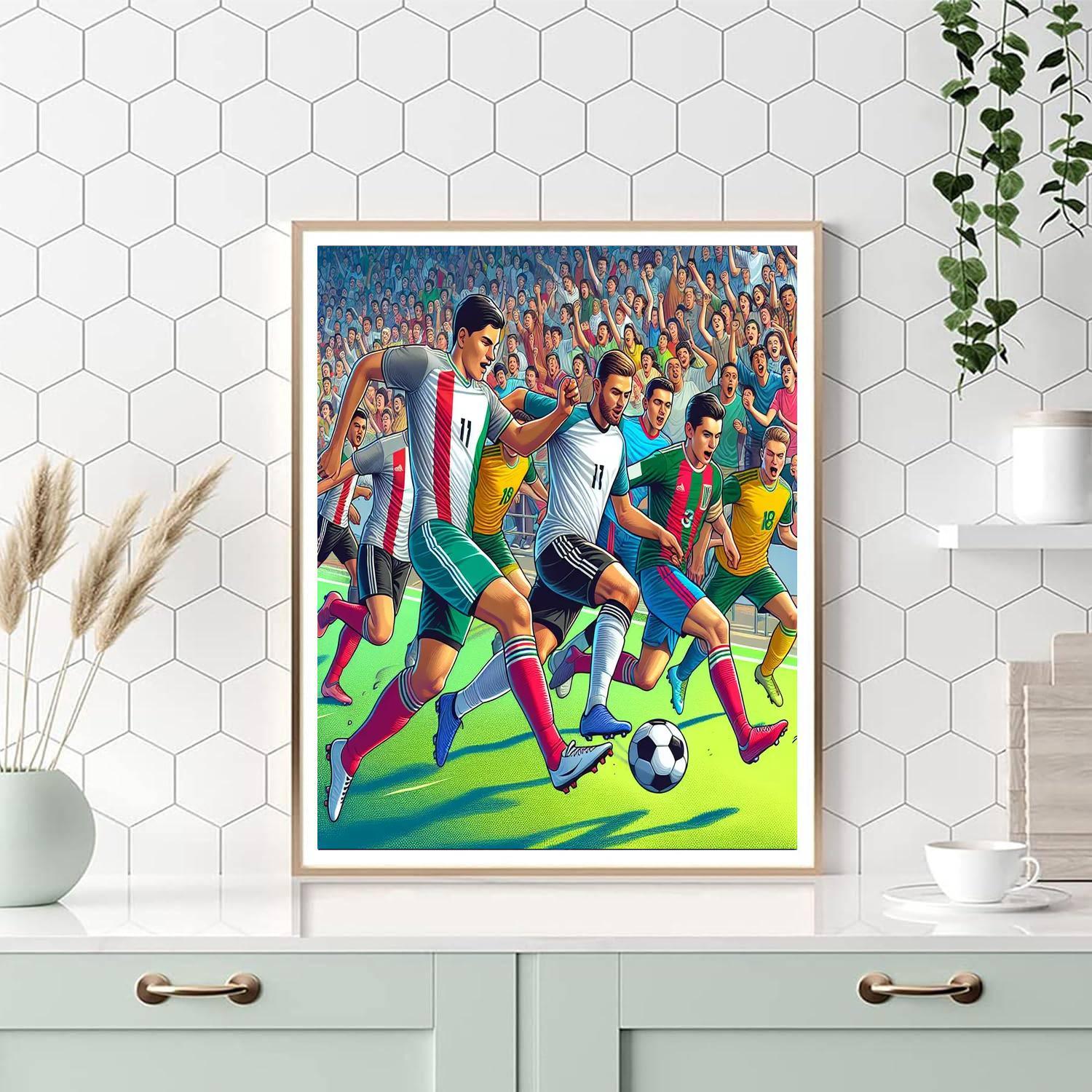 Energetic Soccer Match Numbered Painting Kits