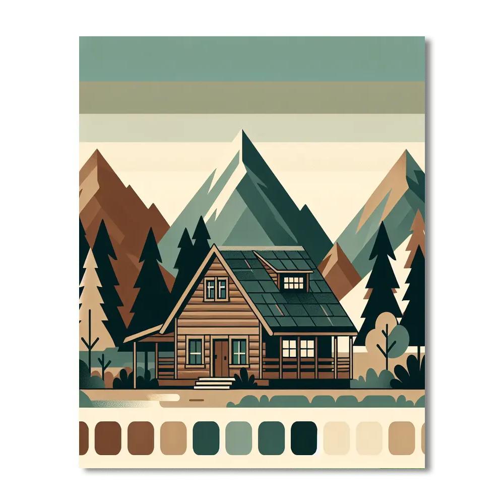 Mountain Cabin Retreat Paint By Numbers Art