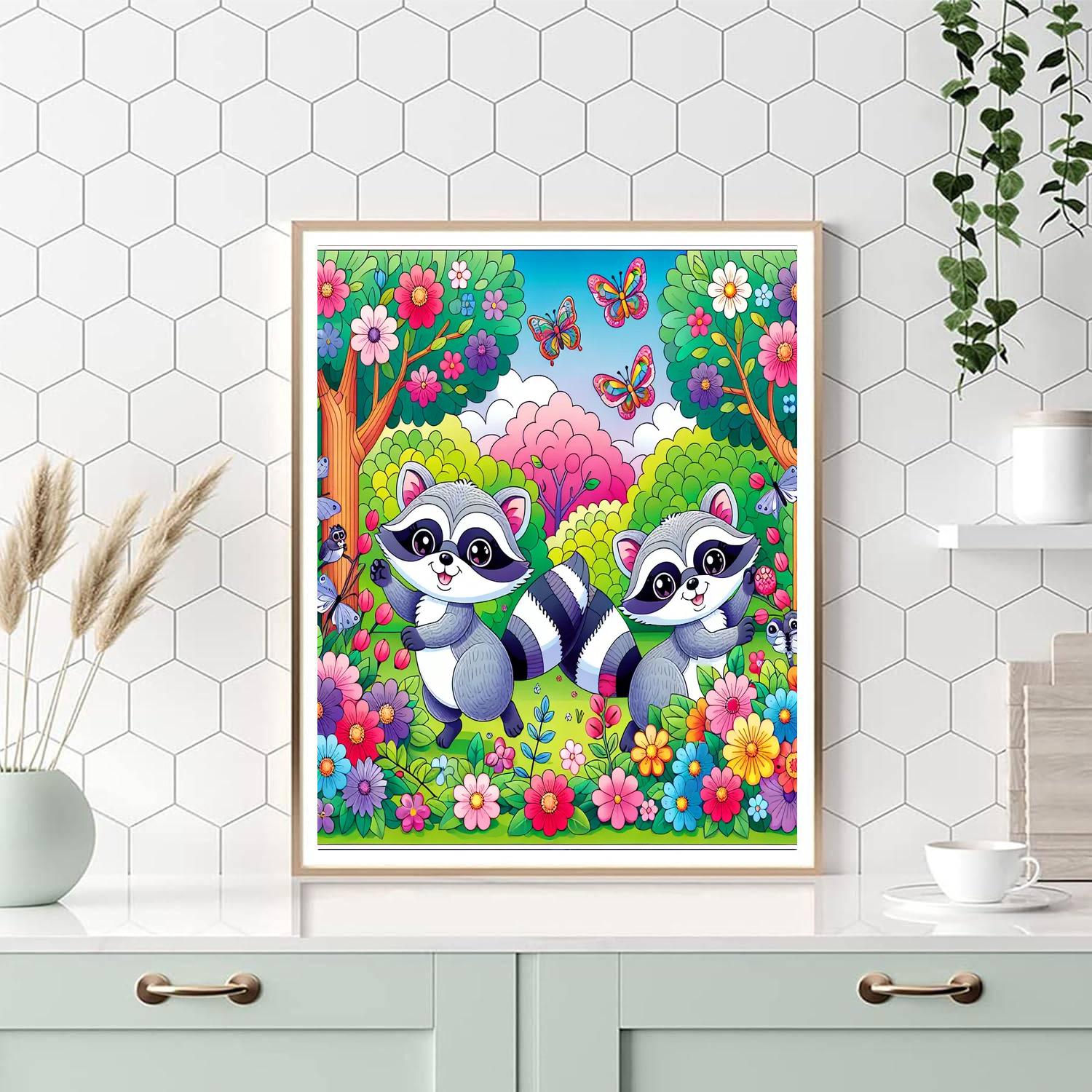 Charming Raccoons Painting Number Kit