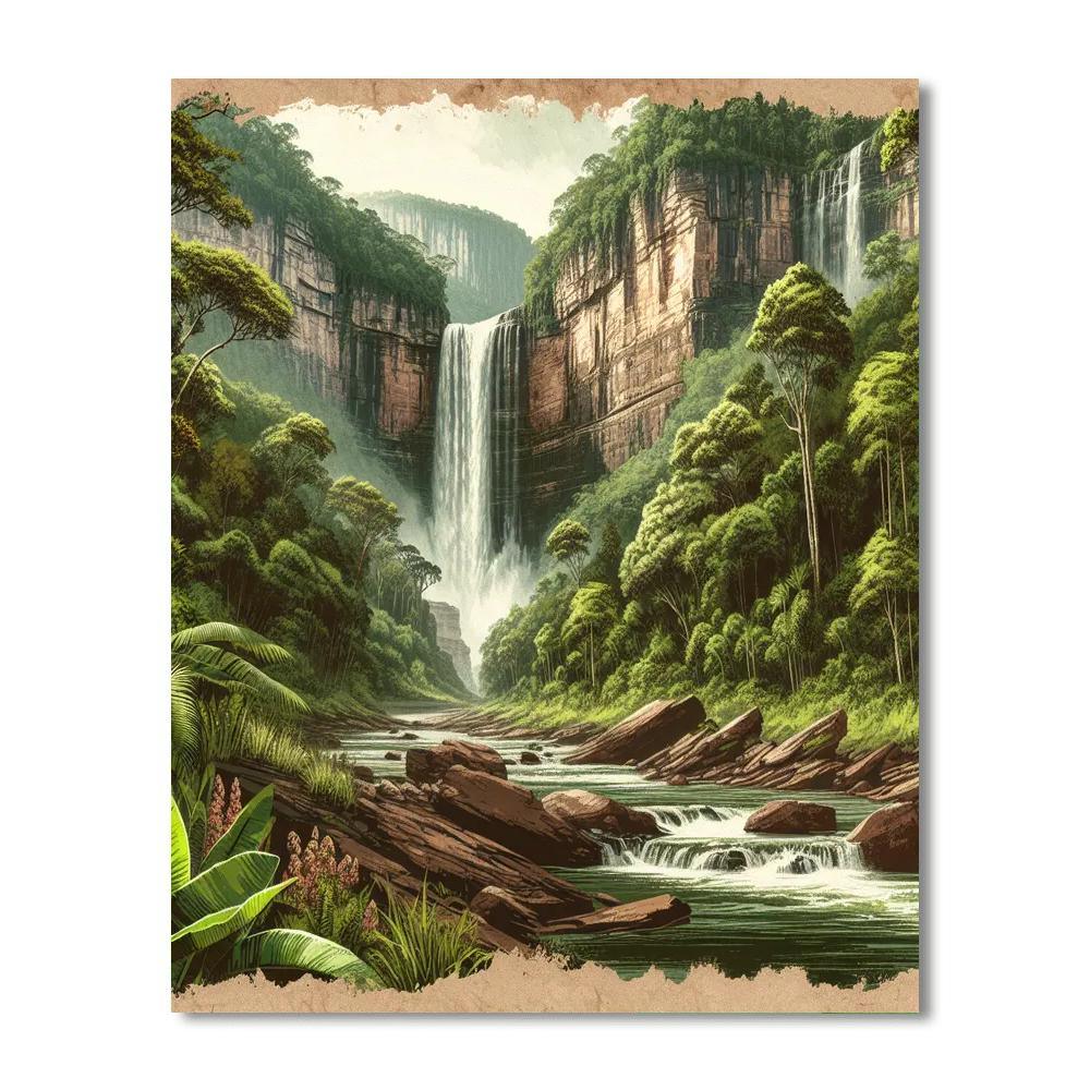 Majestic Waterfall Vista Paint By Numbers Art