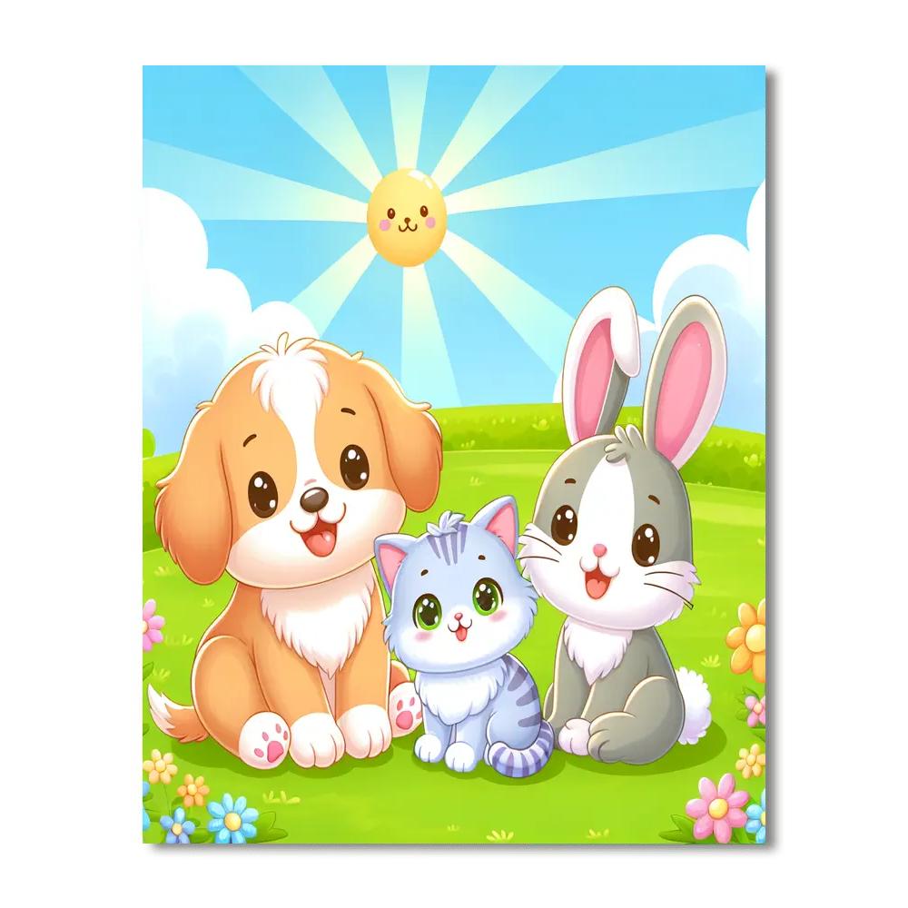 Cute Pet Playtime Numbered Painting Kits