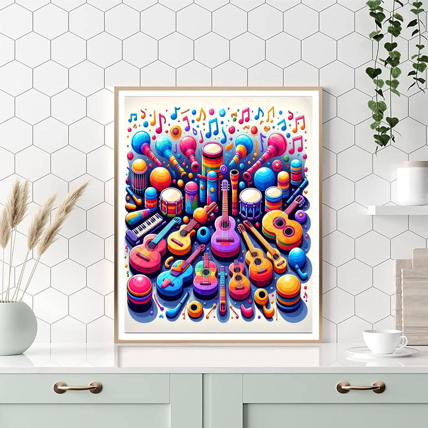 Bright Musical Instruments Paint By Numbers Art