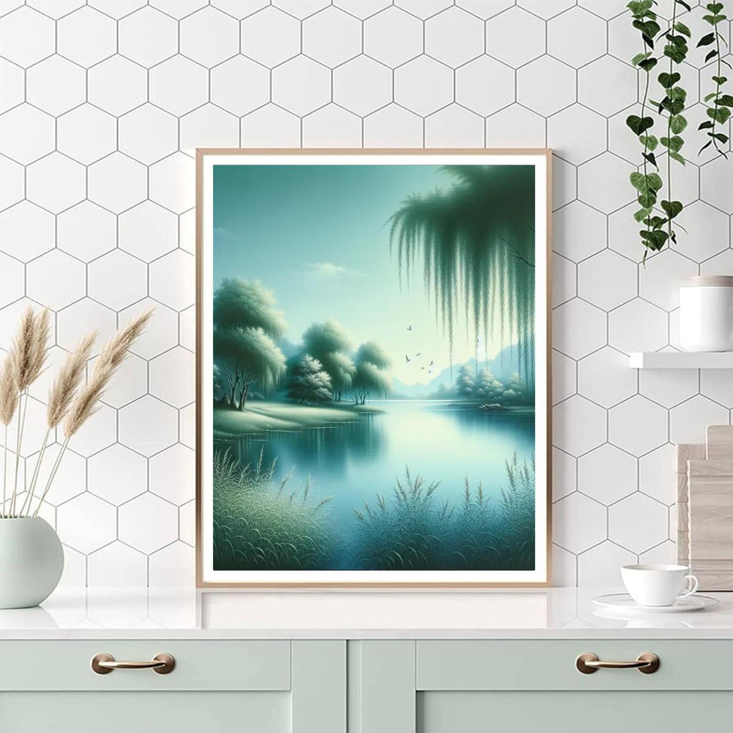 Whispering Willows By The Lake Paint By Numbers Art