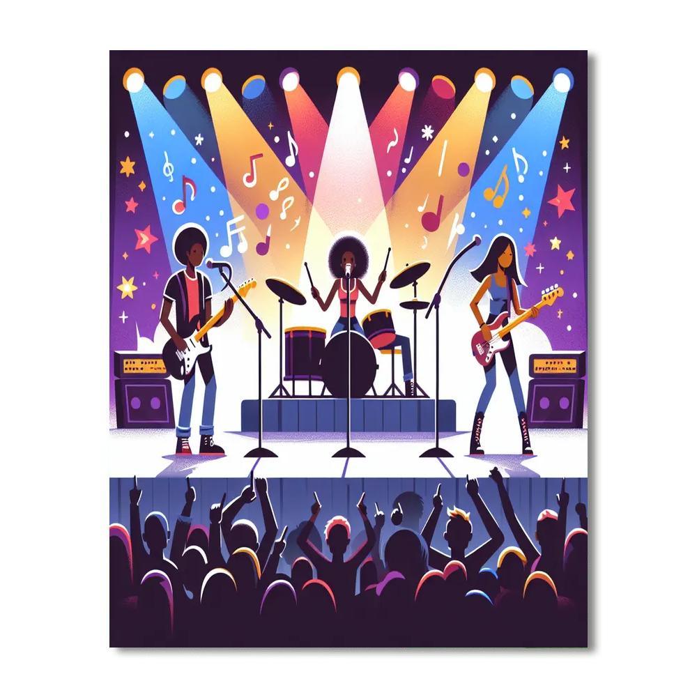 Rock Band Rehearsal Stage Paint By Numbers