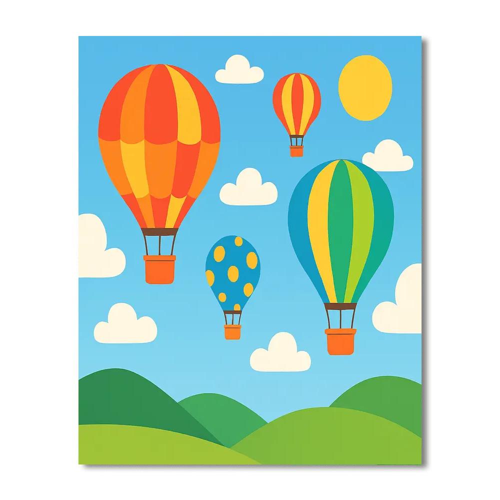 Cheerful Hot Air Balloons Painting By Numbers Kit