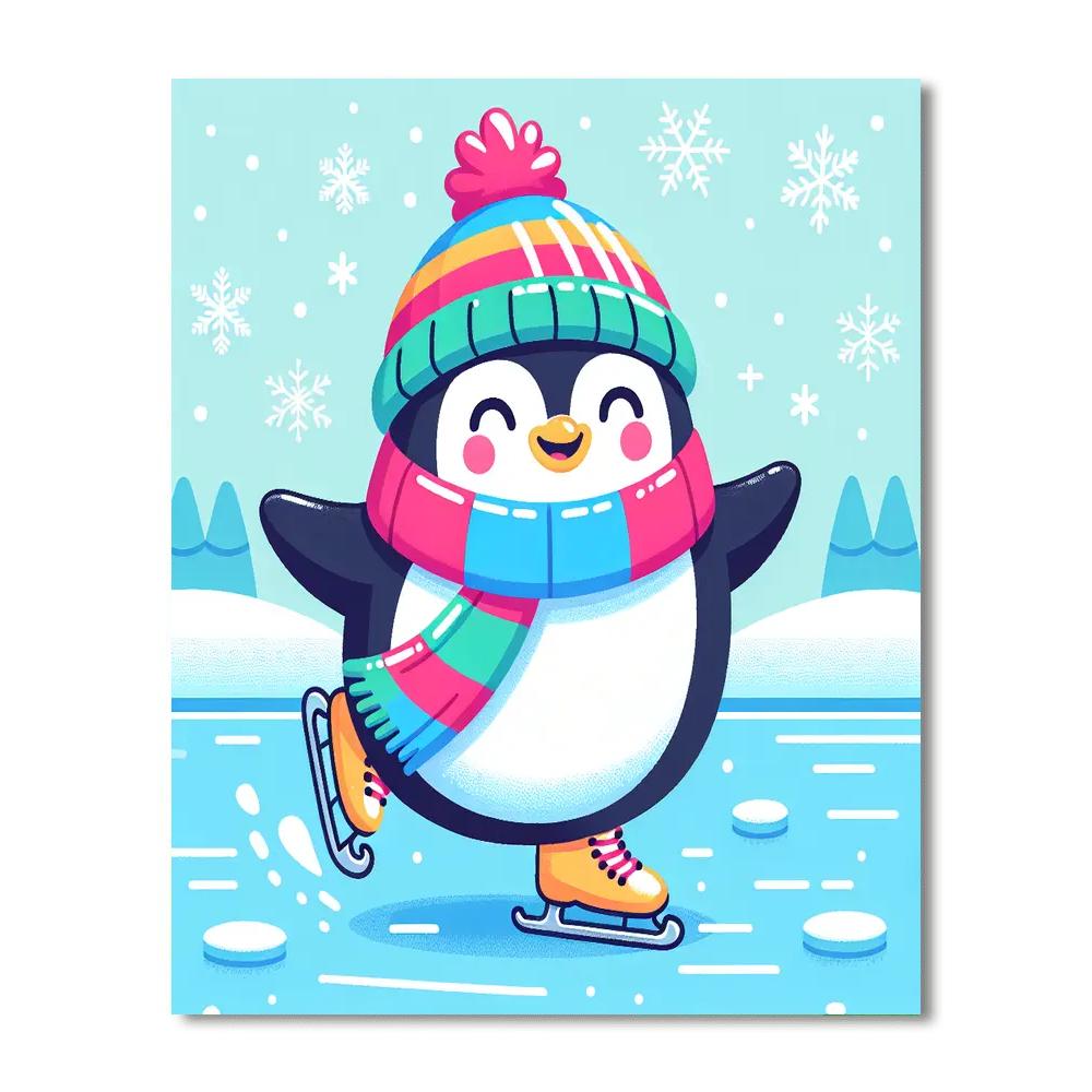Joyful Skating Penguin Numbered Painting Kits