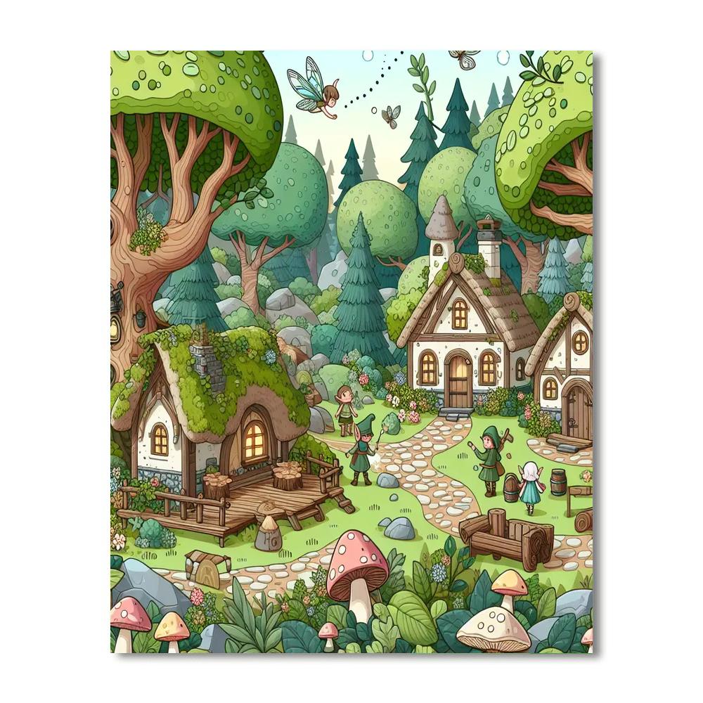 Woodland Elf Village Paint By Number