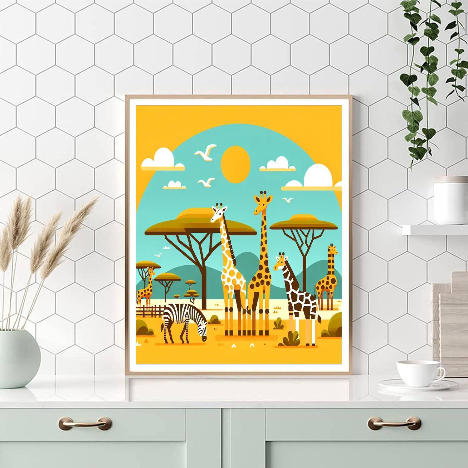 Giraffe's Serengeti Painting Number Kit