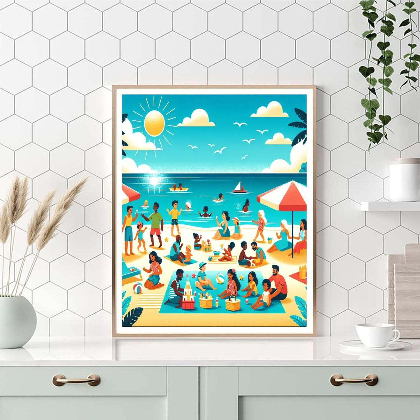 Charming Beach Picnic DIY Paint By Numbers