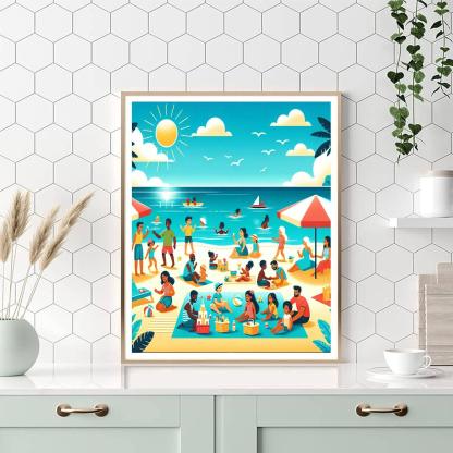 Charming Beach Picnic DIY Paint By Numbers