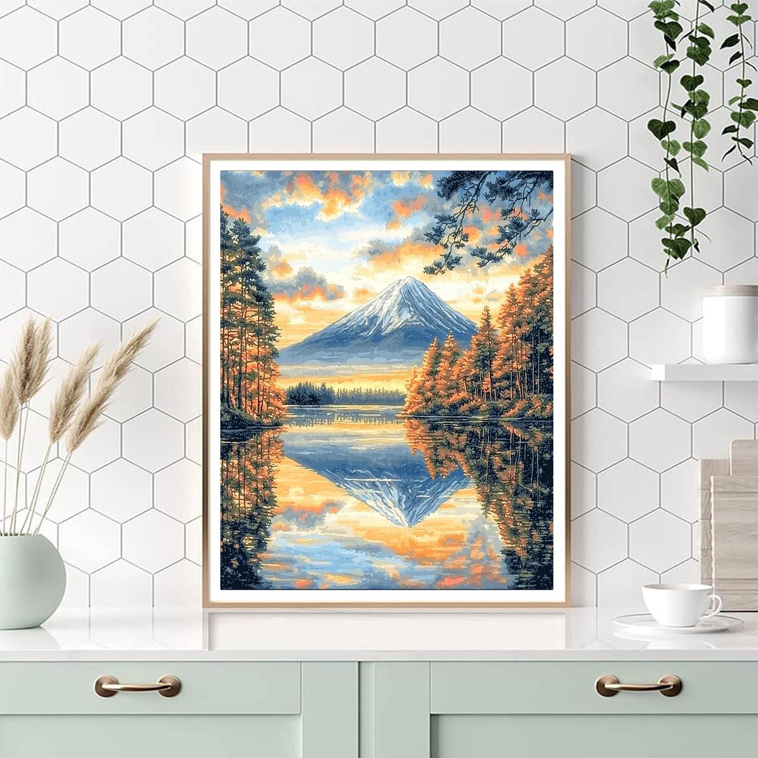 Katsushika Hokusai Inspired Hokusai's Mountain Reflection  Numbered Painting Kits