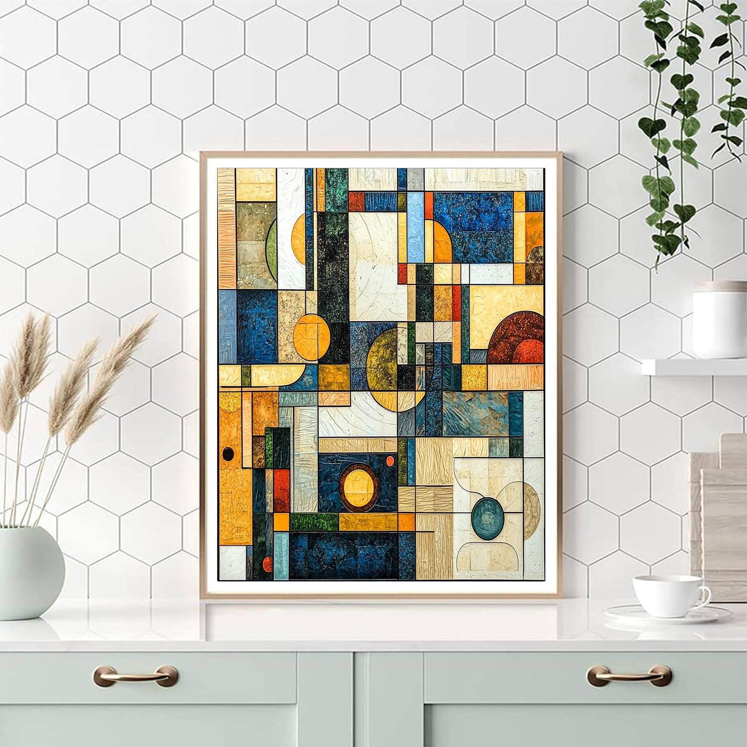 Paul Klee Inspired Whimsical Geometry  Painting Number Kit