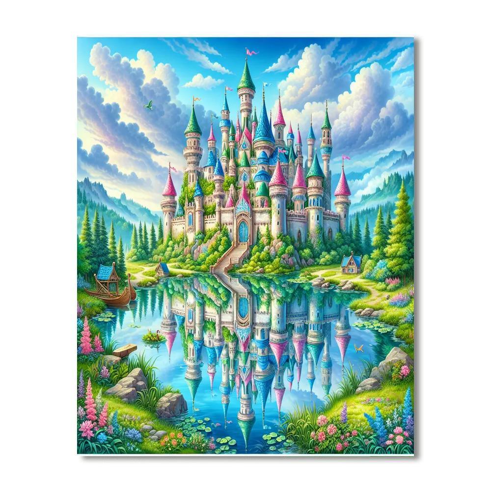 Enchanted Castle By The Lake Paint By Numbers Art