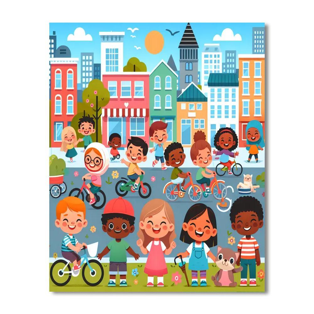 Colorful City Adventure Number Painting