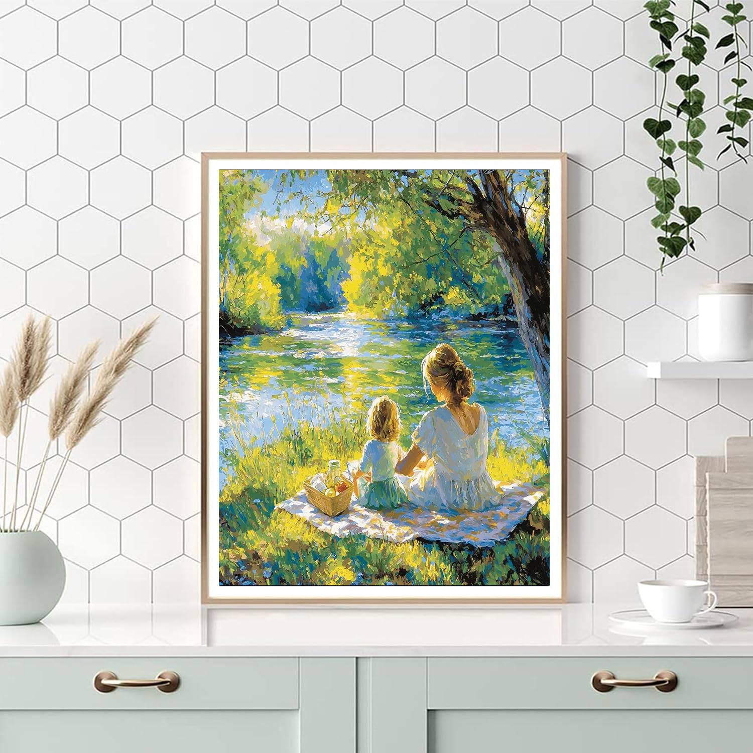 Picnic By The Riverbank Painting Number Kit