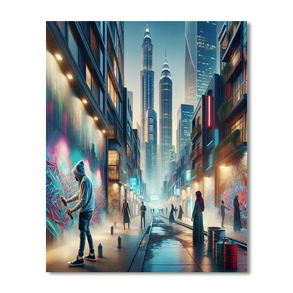 Vibrant Urban Alleyway Painting By Numbers Kit