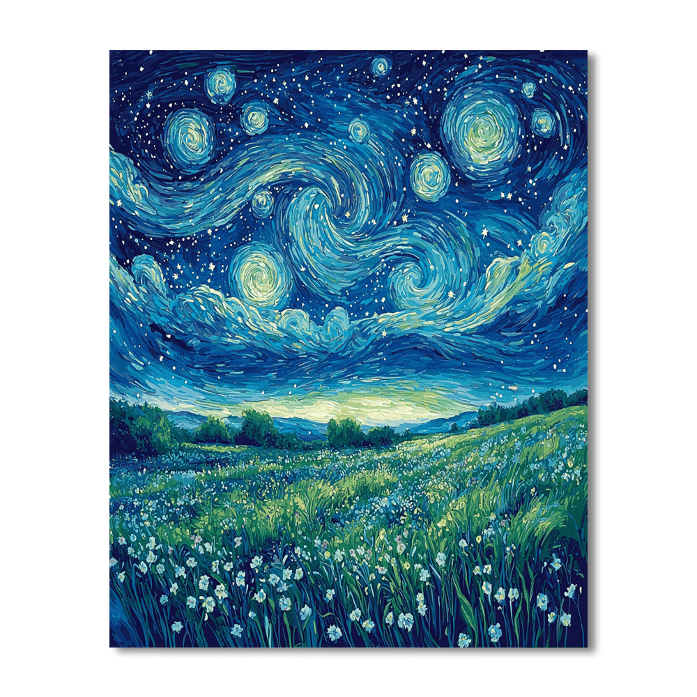 Vincent Van Gogh Inspired Starry Night Meadow  Paint By Numbers Kits