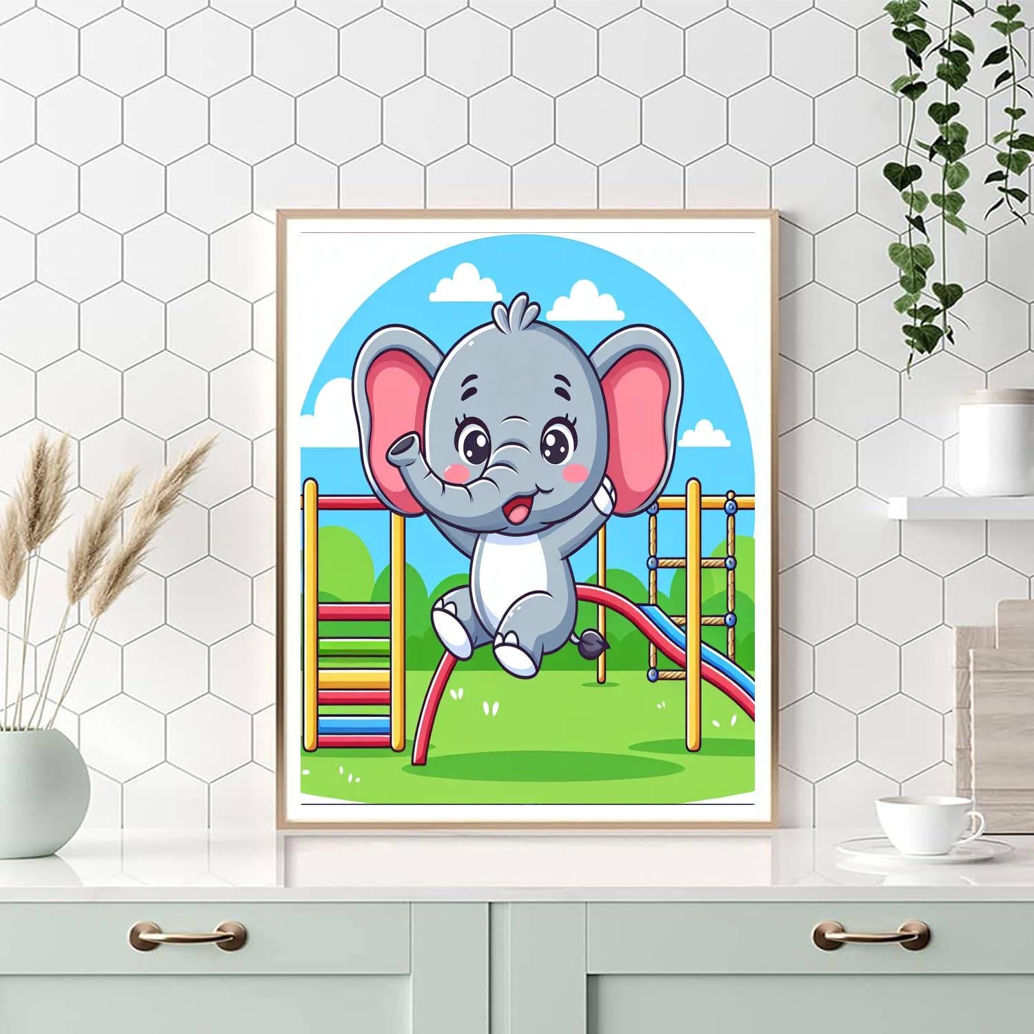 Jungle Gym Elephant Paint By Numbers Art