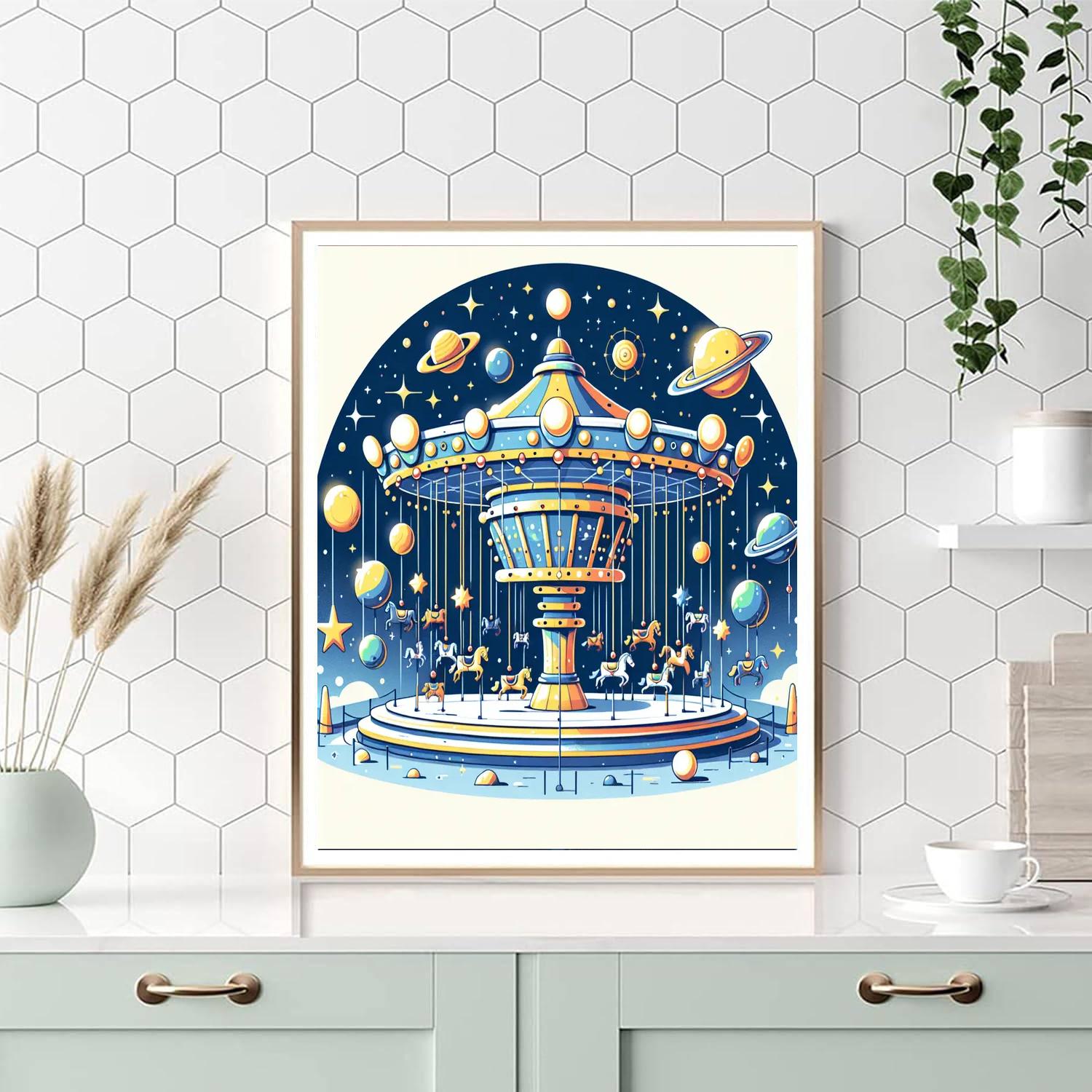 Celestial Carousel Carnival Number Painting