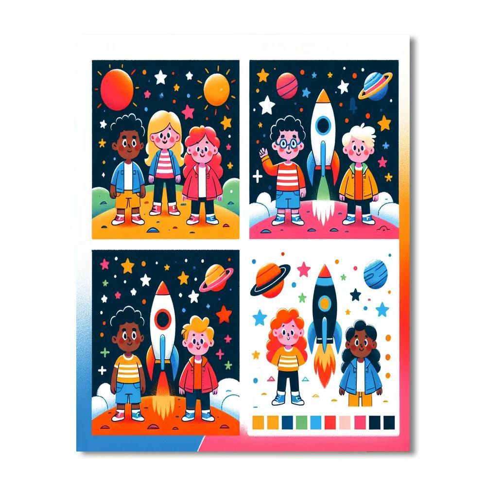 Space Expedition Buddies Number Painting