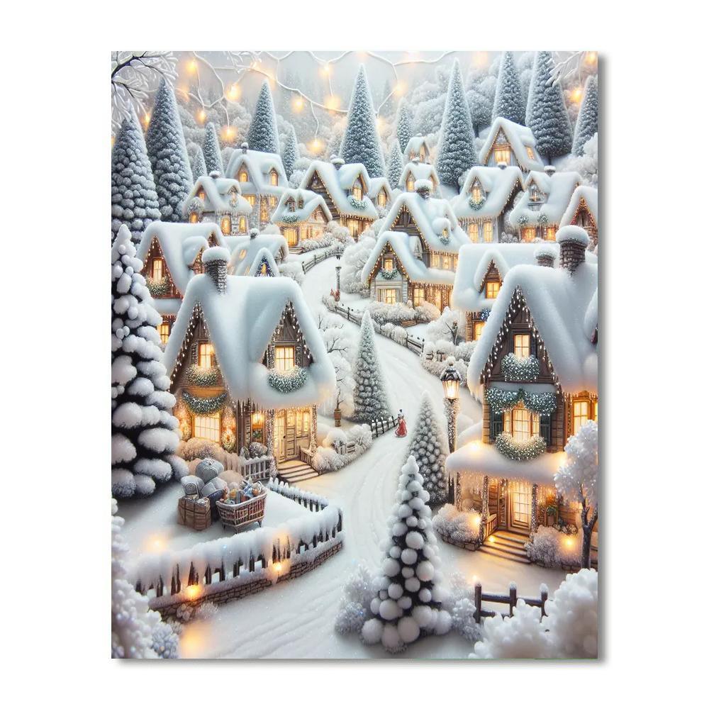 Charming Village In Winter Paint By Number