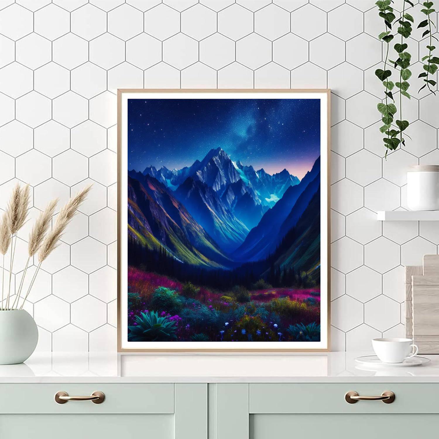 Starlit Night In The Mountains Painting Number Kit