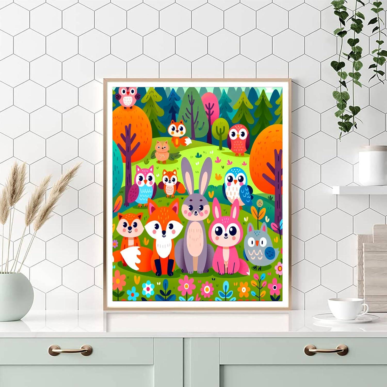 Fun In The Forest With Woodland Creatures Numbered Painting Kits