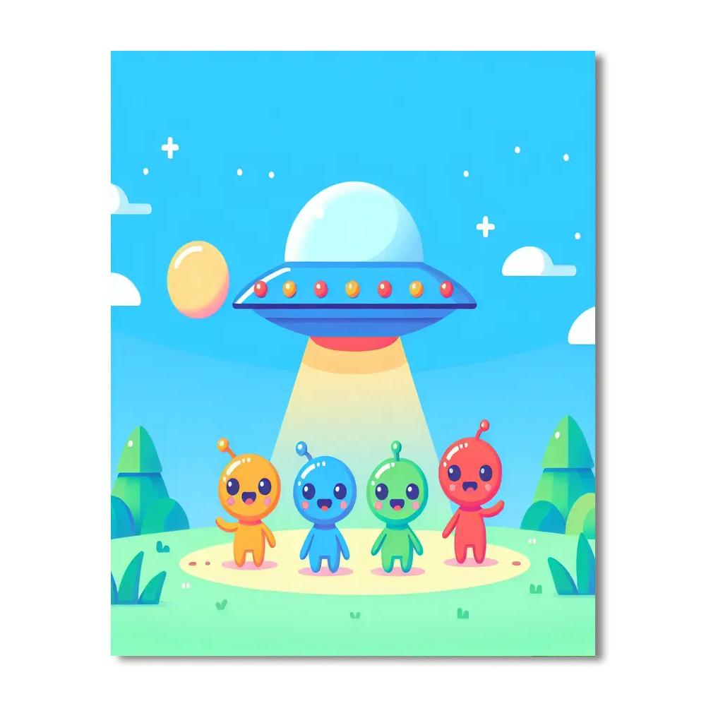 Friendly Aliens' Visit Numbered Painting Kits