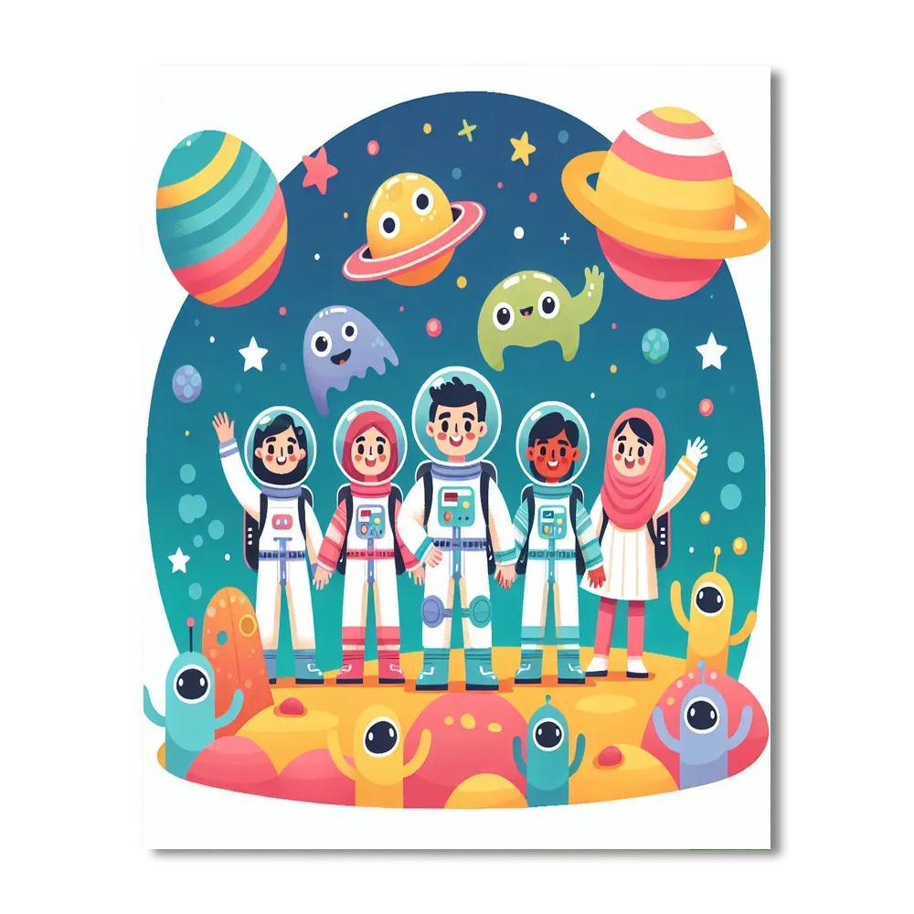 Galactic Friendship Voyage Paint By Numbers Art