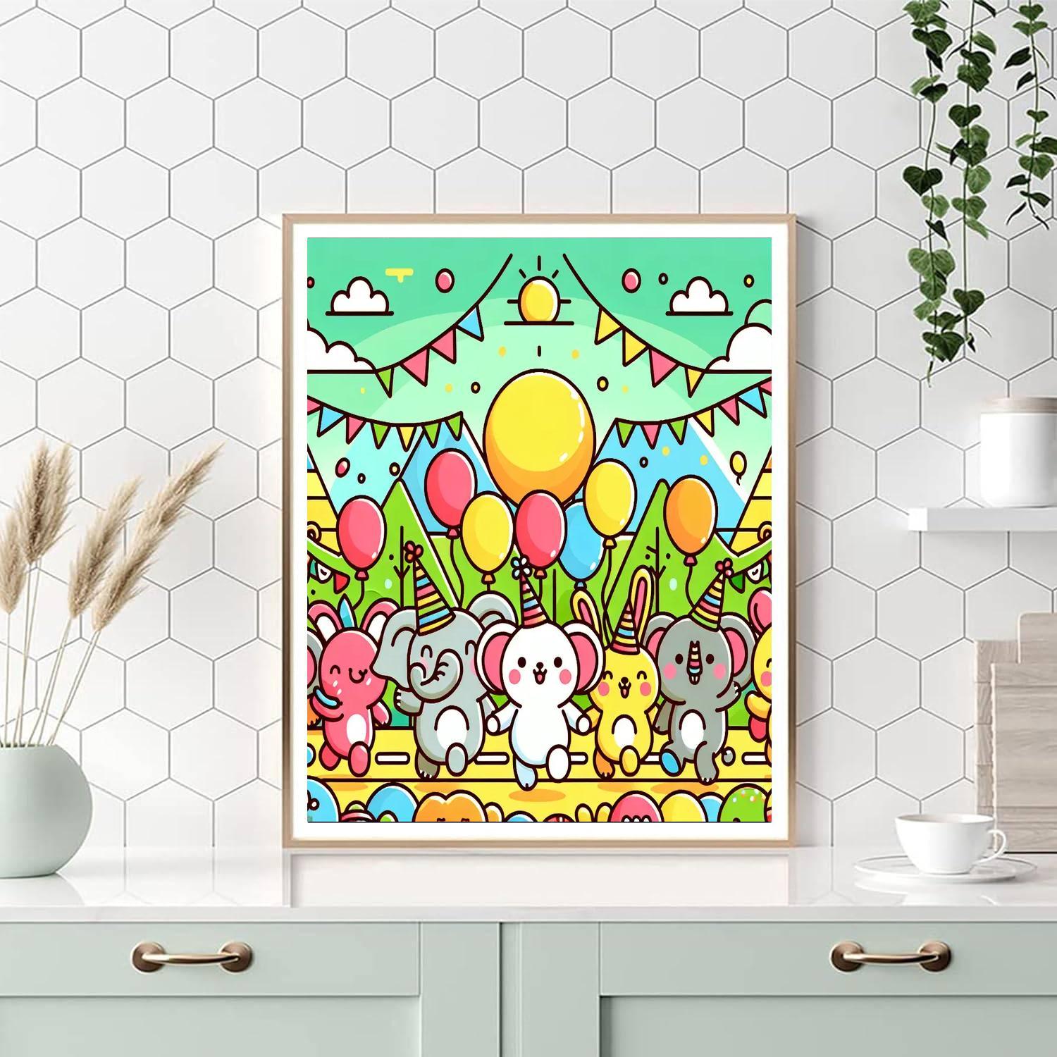 Silly Animal Parade Paint By Numbers Art