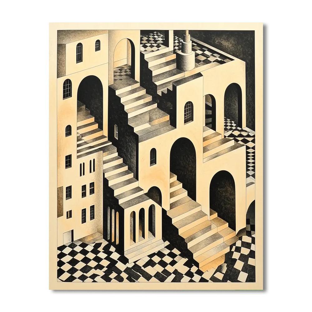 M.C. Escher Inspired Optical Symphonies  Paint By Numbers