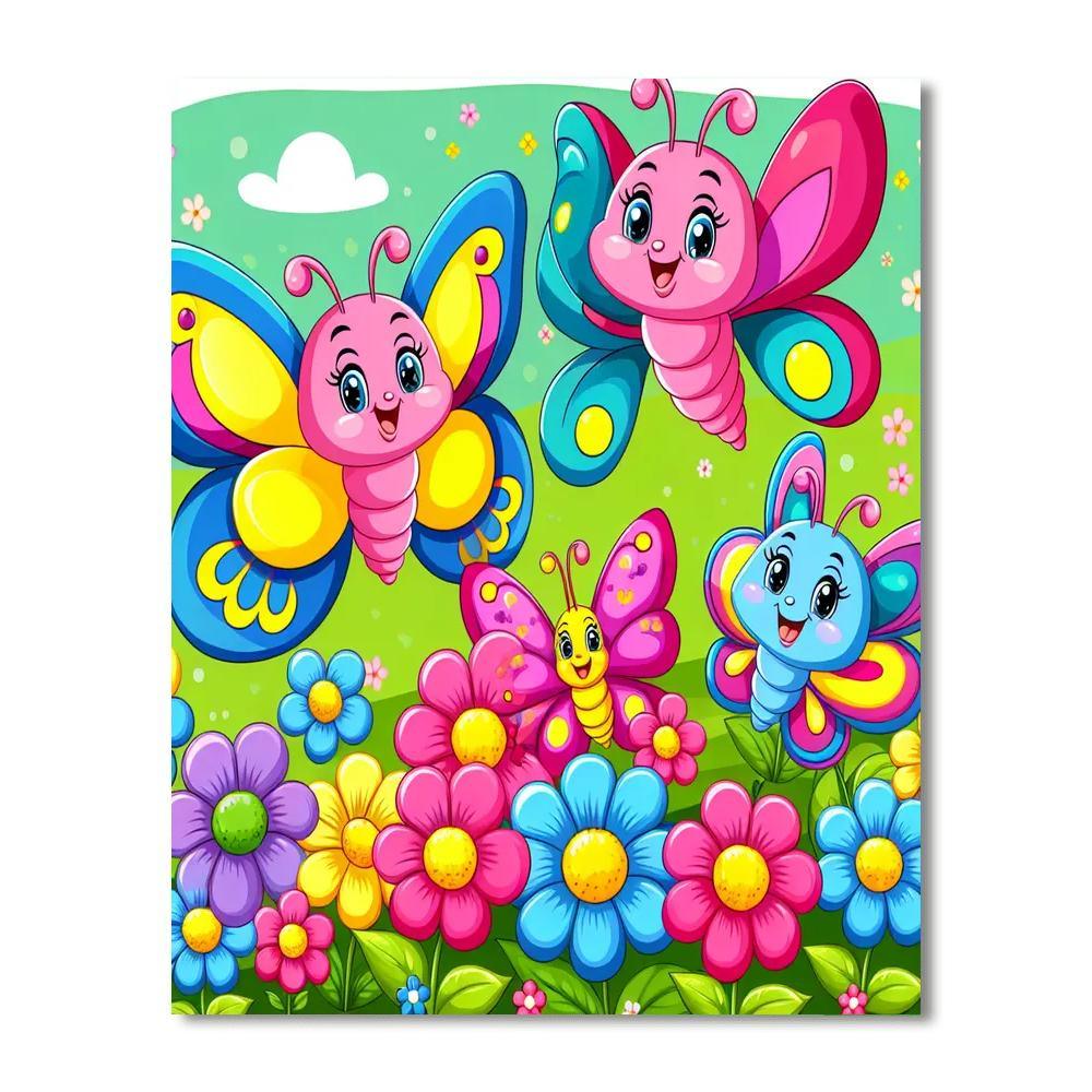 Playful Butterfly Friends DIY Paint By Numbers
