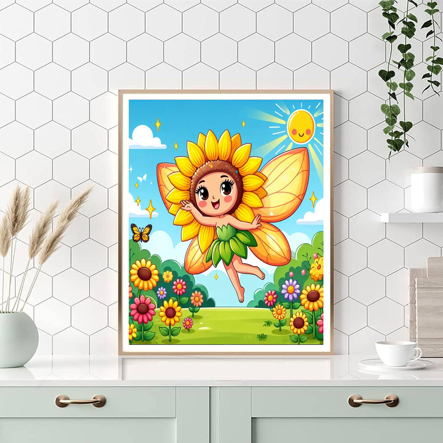 Bright Sunflower Fairy Painting By Numbers Kit