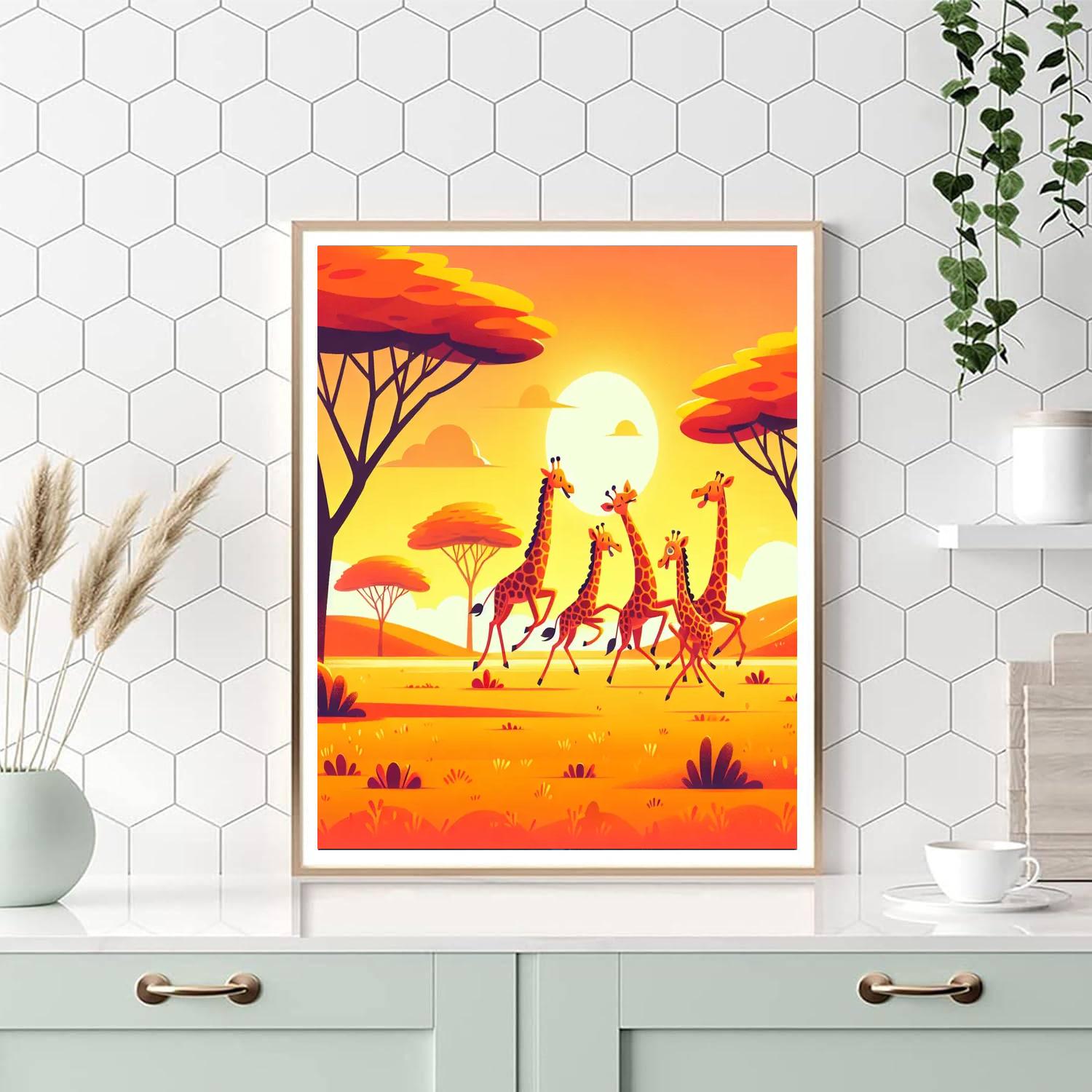 Giggling Giraffe Savannah Paint By Color