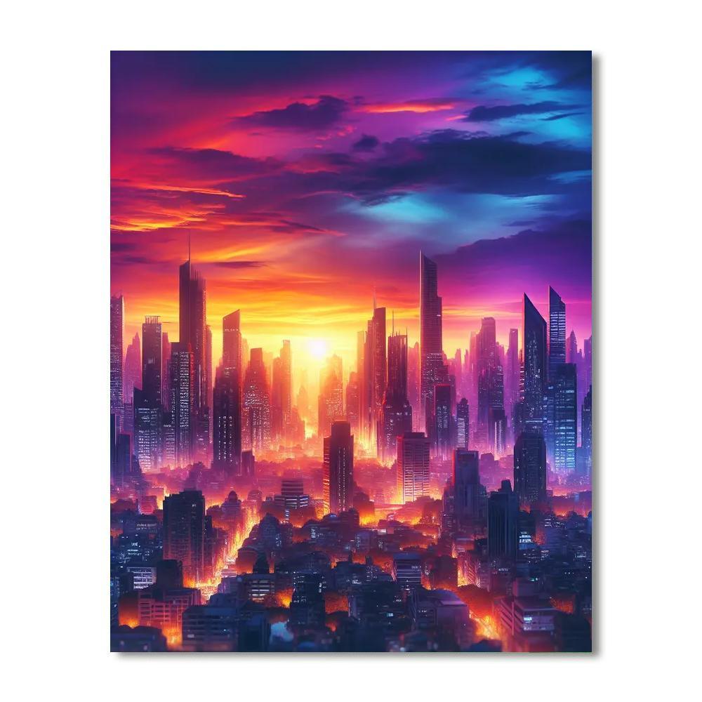 Radiant City Sunset Paint By Number